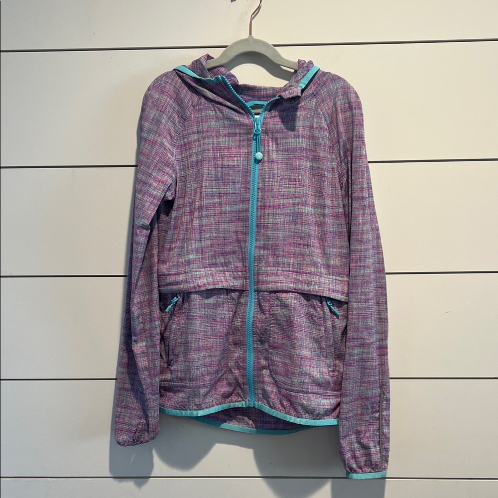 Ivivva Purple Heathered Hoodie Jacket with Turquoise Trim